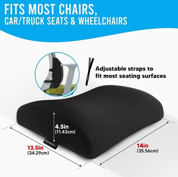 Breathable Lumbar Support Pillow w/Mesh & Velvet Covers Memory Foam - Picture 2 of 6